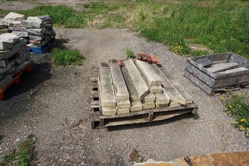 3 Pallets of Assorted Concrete Edging and Wall Stone In Assorted Styles and Sizes