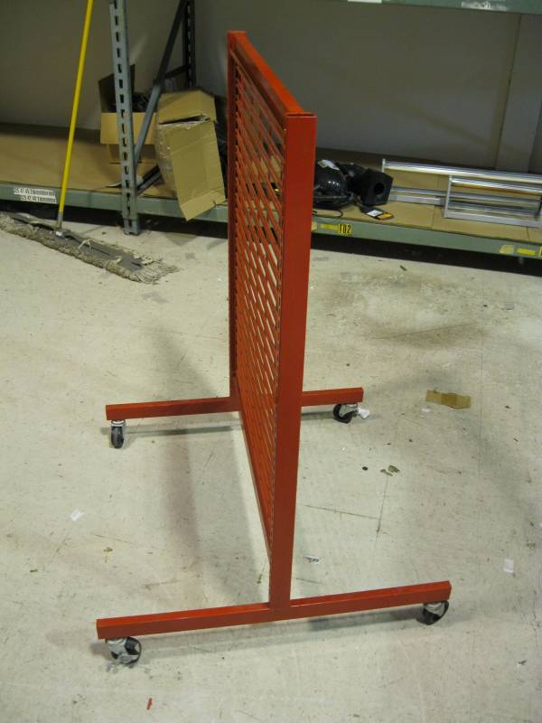 lot 42 image: Red Retail Display Shelf on Wheels ...