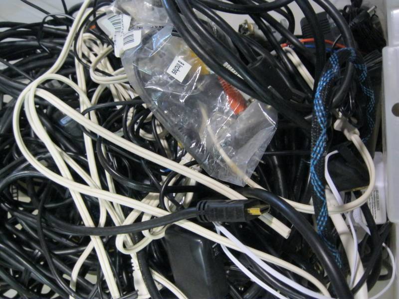 lot 116 image: Bin Full of Power Cords, Cables and...