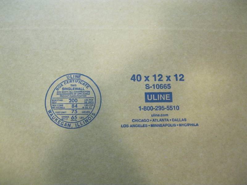 lot 137 image: 9) Uline Cardboard Boxes 40x12x12...