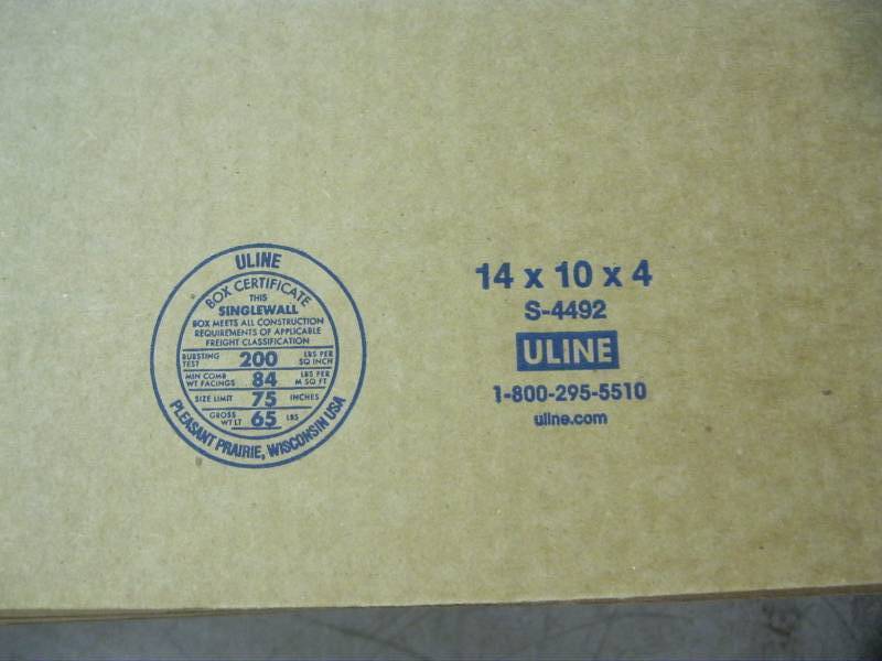 lot 150 image: (64) Uline Cardboard Boxes 14x10x4...