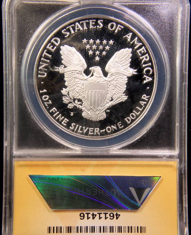 1986-S AMERICAN SILVER EAGLE PROOF .999 FINE SILVER PF68 DCAM ANACS