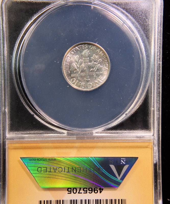 1959-D ROOSEVELT SILVER DIME MS64 FSB ANACS