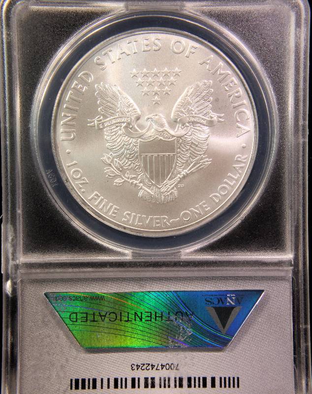 2012-S AMERICAN SILVER EAGLE 1 TROY OZ. .999 FINE SILVER MS70 ANACS FIRST DAY OF ISSUE
