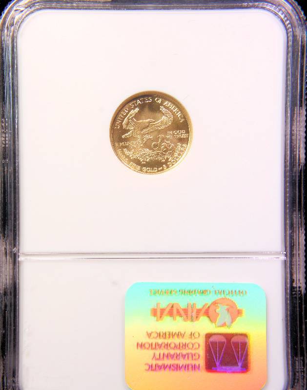 2002 $5 US GOLD EAGLE 110 OZ. MS70 NGC