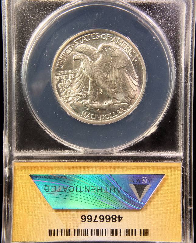 1942 WALKING LIBERTY SILVER HALF DOLLAR MS62 ANACS