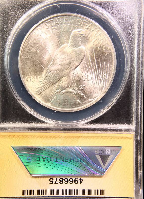 1925 PEACE SILVER DOLLAR MS63 ANACS