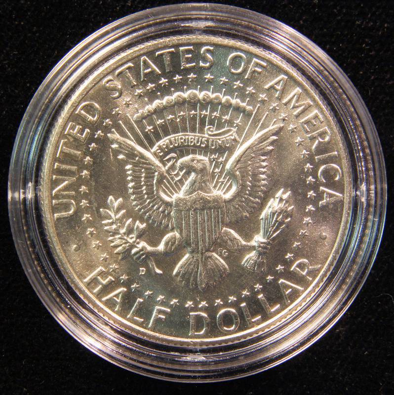 1964-D KENNEDY SILVER HALF DOLLAR UNC. IN CASE
