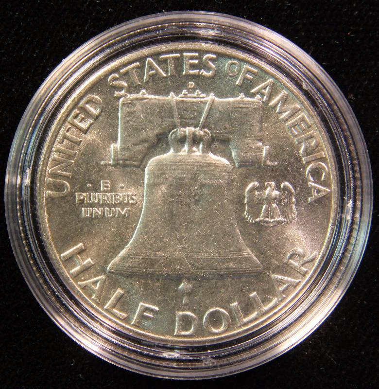 1963-D FRANKLIN SILVER HALF DOLLAR UNC IN AIRTITE HOLDER