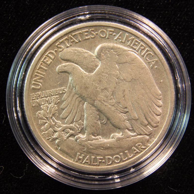 1939-D WALKING LIBERTY SILVER HALF DOLLAR XF