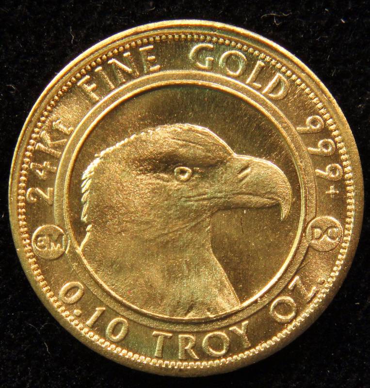 110th OZ. .999 FINE GOLD PROSPECTOR-EAGLE REVERSE