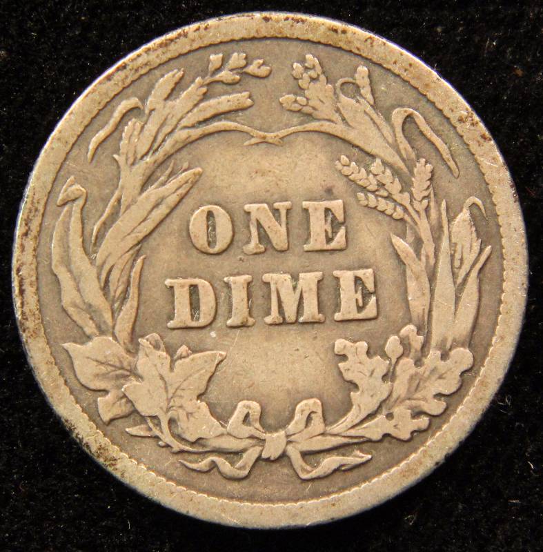 1914 BARBER SILVER DIME VF