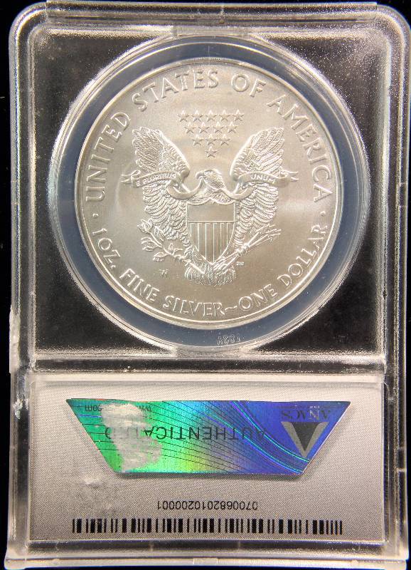 2011-W AMERICAN SILVER EAGLE 1 TROY OZ. .999 FINE SILVER MS69 ANACS