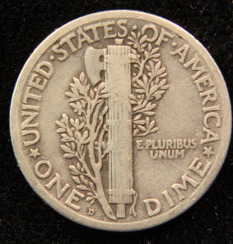 1920-D MERCURY SILVER DIME VF