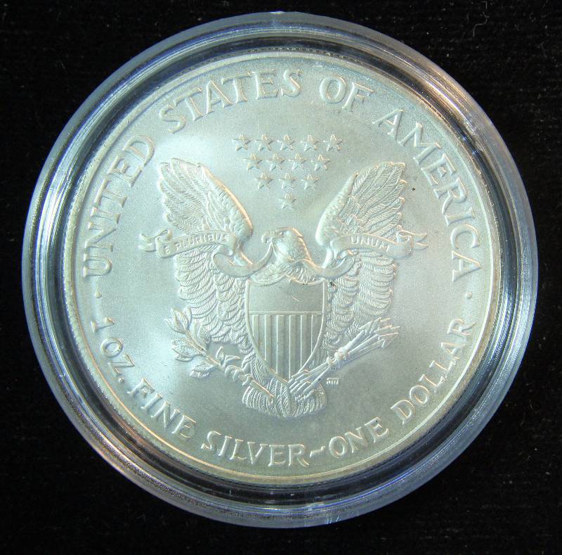 2004 AMERICAN SILVER EAGLE 1 TROY OZ. .999 FINE SILVER GOLD PLATED & COLOR ENHANCED IN AIRTITE HOLDER