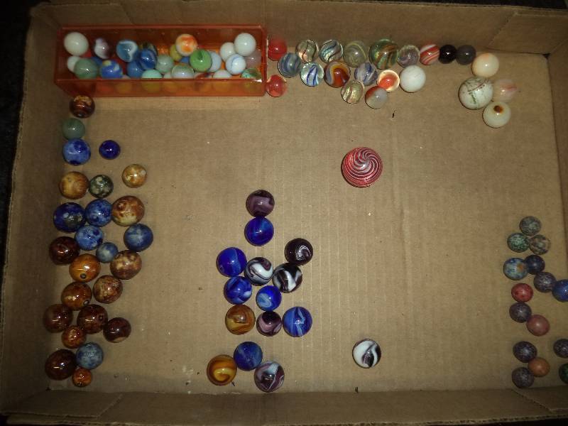 Lot - Misc Vintage GlassClay Shooters & Marbles