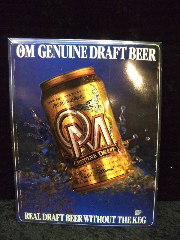 Tin OM Genuine Draft Beer Sign