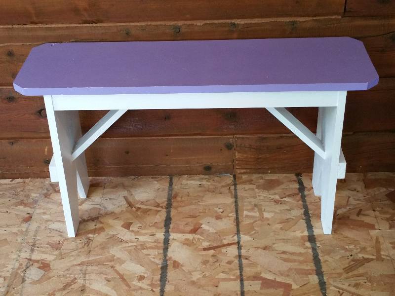 Lavender and White Painted Wooden Bench