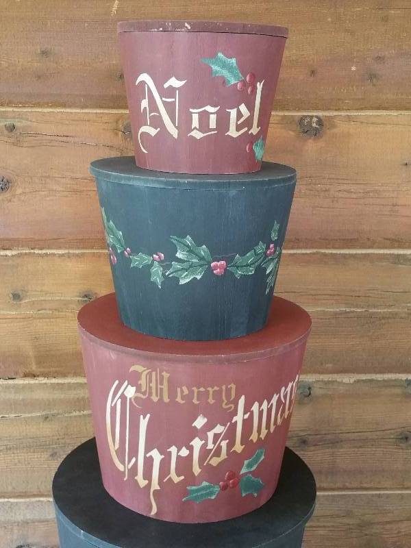 Stackable Nesting Painted Christmas Containers