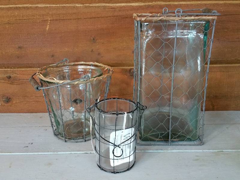 Glass & Chicken Wire Vase
