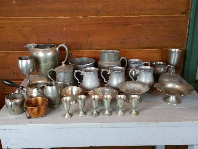 Large Group of Pewter Ware  One Copper