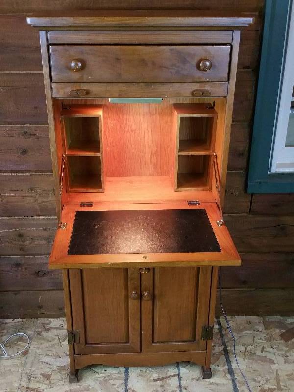 Lighted Petite Desk  Cabinet