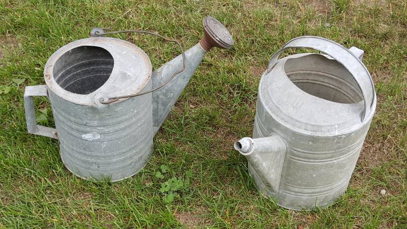 2 Galvanized Watering Cans