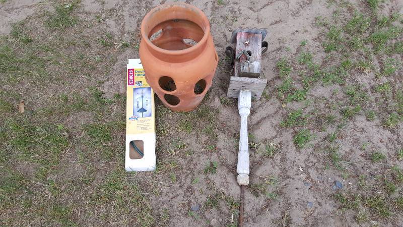 Rustic Bird House & Strawberry Pot.