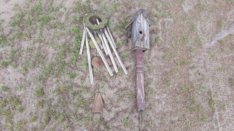 Rustic Bird House & Wood Wind Chimes