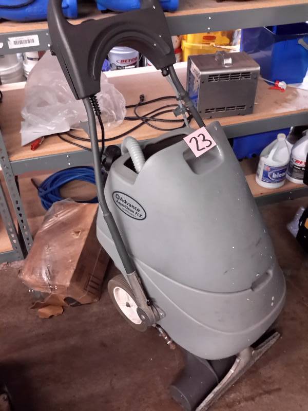 lot 23 image: ADVANCE, AquaClean FLX.. By Nilfisk-Advance..Carpet Extractor. (He has the cover).
