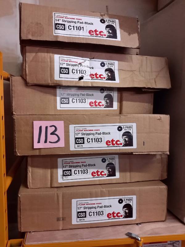 lot 113 image: 5 cases of  Etc. 17 in Stripping pads, Black  1 Case Etc. 14in Black