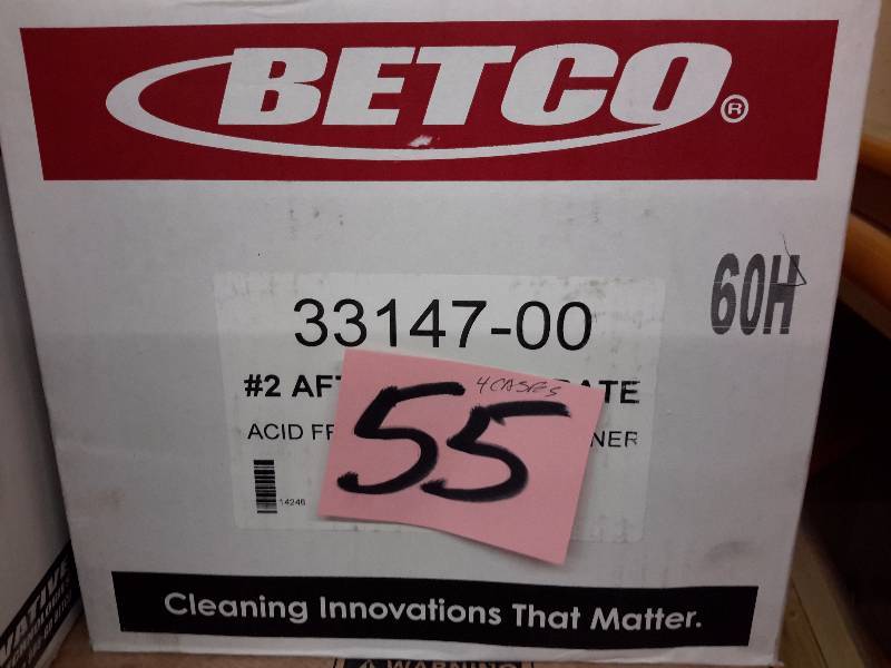 lot 55 image: 4 Cases, BETCO, 33147-00, No 2 AF79 Concentrate.. Acid Freee Bathroom Cleaner.. 4, 2 liter bottles per case