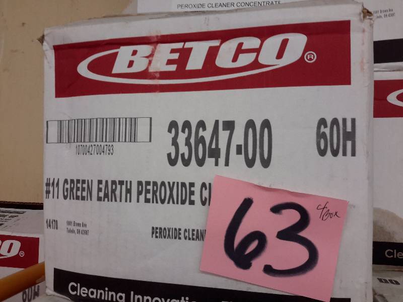 lot 63 image: 4 Cases, BETCO, 33647-00, Green Earth Peroside Cleaner.. 4, 2 liter bottles per case