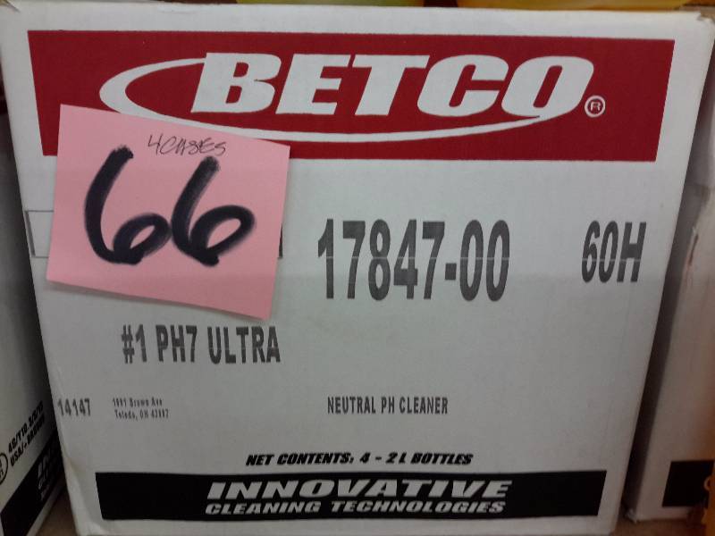 lot 66 image: 4 Cases, BETCO, 17847-00, PH7 ULTRA, Neutral PH Cleaner.. 4, 2 liter bottles per case