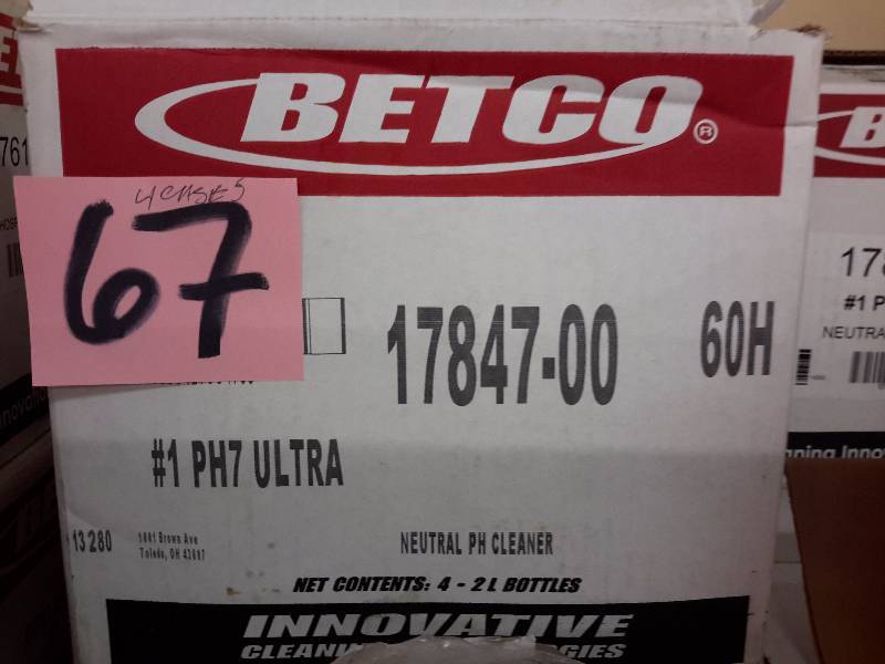 lot 67 image: 4 Cases, BETCO, 17847-00, PH7 ULTRA, Neutral PH Cleaner.. 4, 2 liter bottles per case