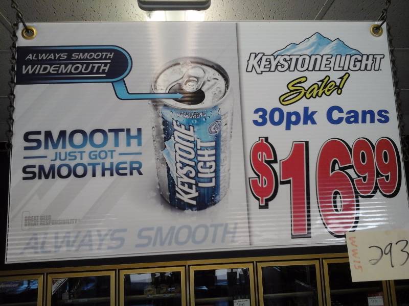lot 293 image: Keystone Light Sign