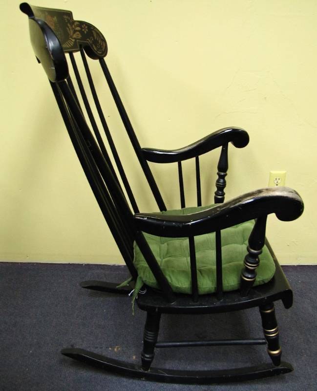 Vintage black and gold rocking chair