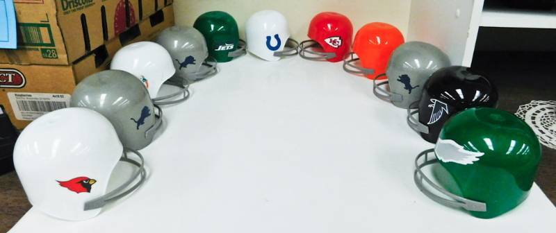 vintage Plastic NFL football helmets