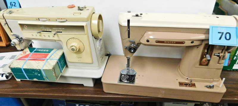 two singer sewing machines 1 foot pedal