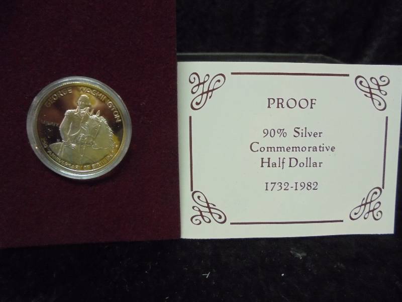 US Mint Commemorative Proof George Washington Half Dollar, 90% Silver
