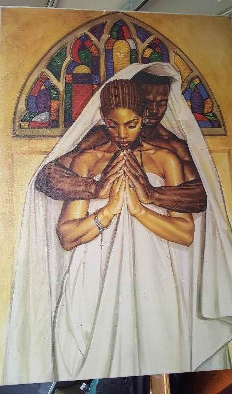 Picture 22 inches x 32 inches.  Praying couple