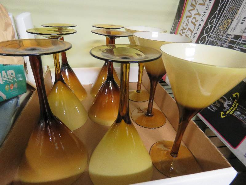 Vintage Amber Cocktail Glasses