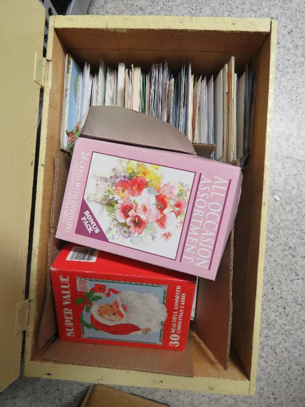 Large Wood Box Full of New Greeting Cards