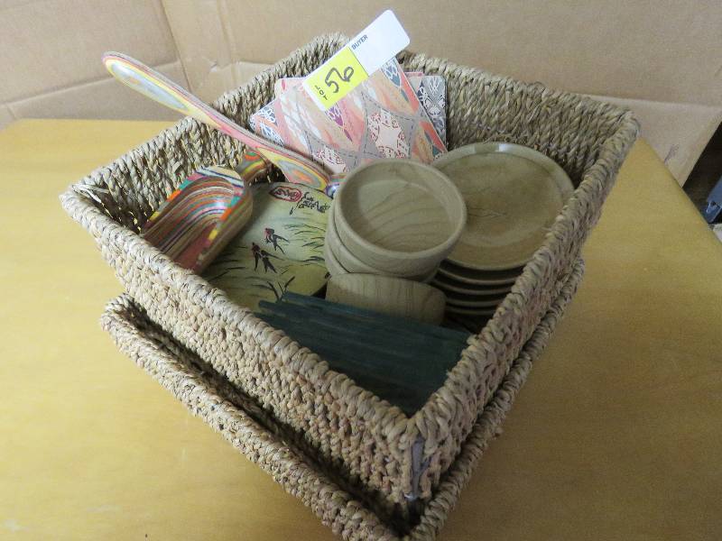 Wicker Basket Full of Assorted Coasters