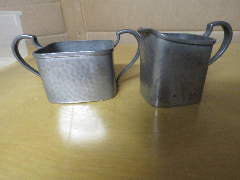 Pewter Creamer & Sugar Bowl