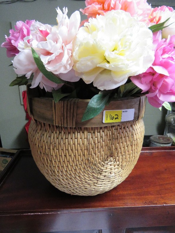 Wicker Basket wArtificial Flowers