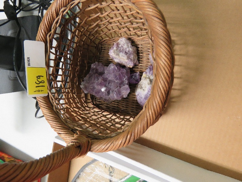 Basket with Quartz Rocks