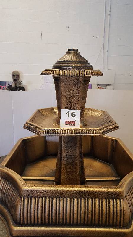 lot 16 image: Caserta 3-Tier FountainPlanter in Gold