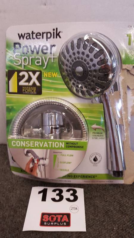 lot 133 image: Waterpik Cayman Handheld Shower Head with 14 Spray Settings