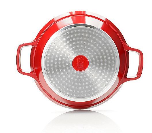 lot 22 image: Cooks Companion Perfect Weight Die Cast Aluminum Ceramic 10.5 Covered Paella Pan